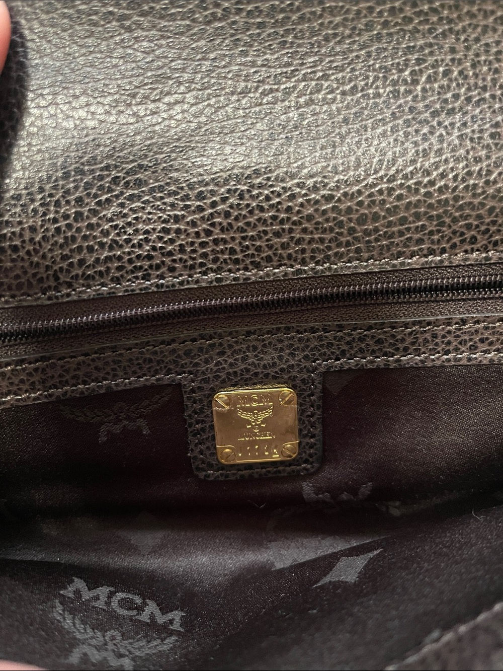 MCM Brown Logo Foldover Clutch/Wallet on Chian with Gold Hardware - Picture 8 of 11